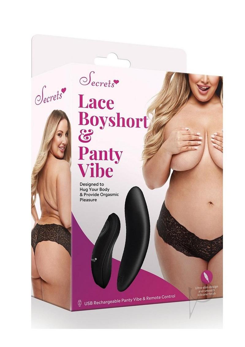 Secrets Lace Boyshort Vibrating Panty With Rechargeable Remote Control