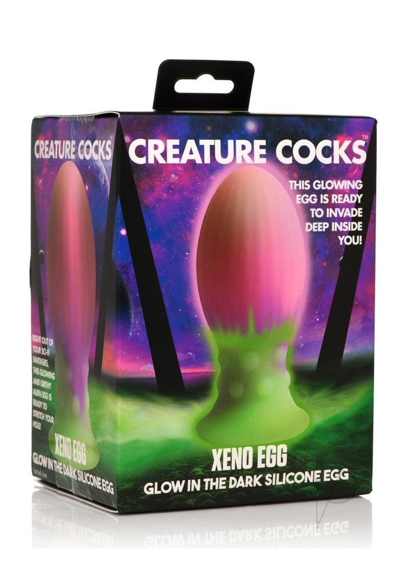 Xeno Glow in the Dark Easy Insertion Hands-Free Silicone Egg Suction Cup Dildo