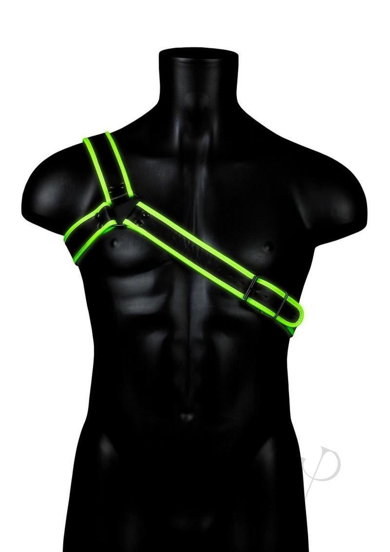 Ouch Glow in the Dark Bondage Gear Body Chest Gladiator Leather Harness For Men