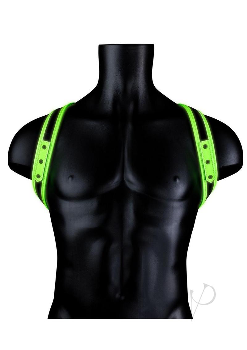 Ouch Glow in the Dark Bondage Gear Adjustable Sling Leather Harness For Men