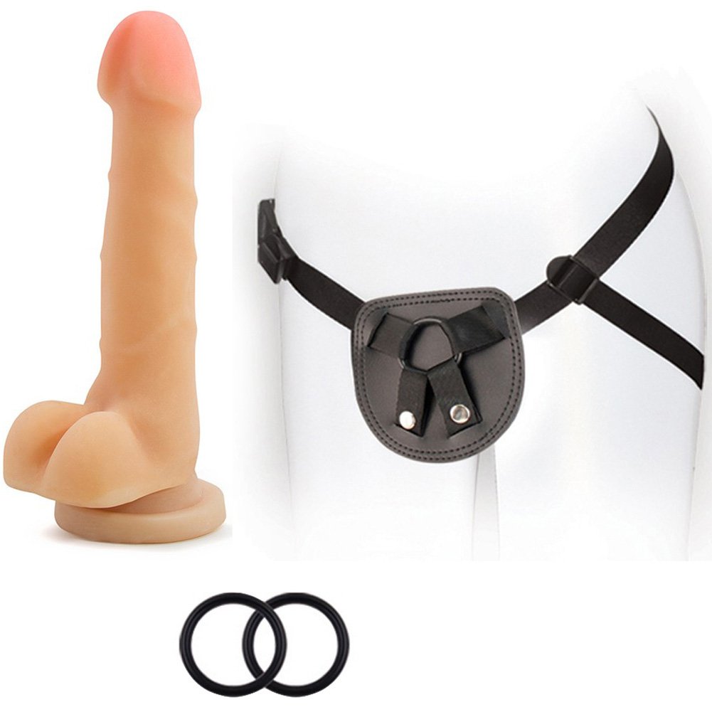 SX For You Black Strap On Harness With Soft Realistic Dildo