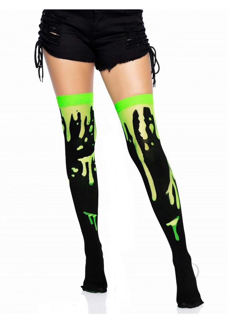 Leg Avenue Splatter Halloween Costume Hosiery Thigh High Stockings Os