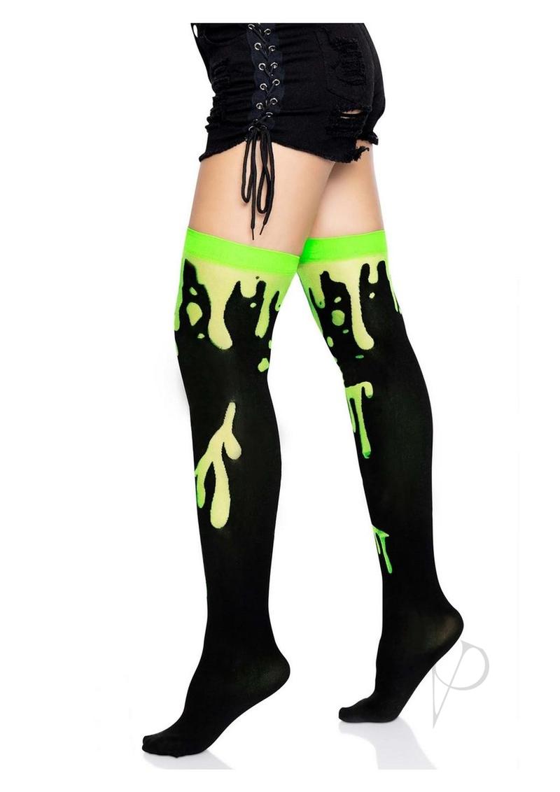 Leg Avenue Splatter Halloween Costume Hosiery Thigh High Stockings Os