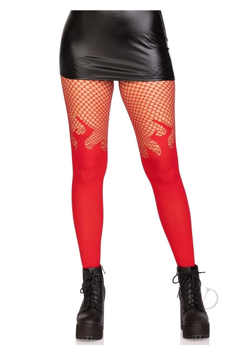 Leg Avenue Opaque Flame Fishnet Top Sexy Tights and Pantyhose 