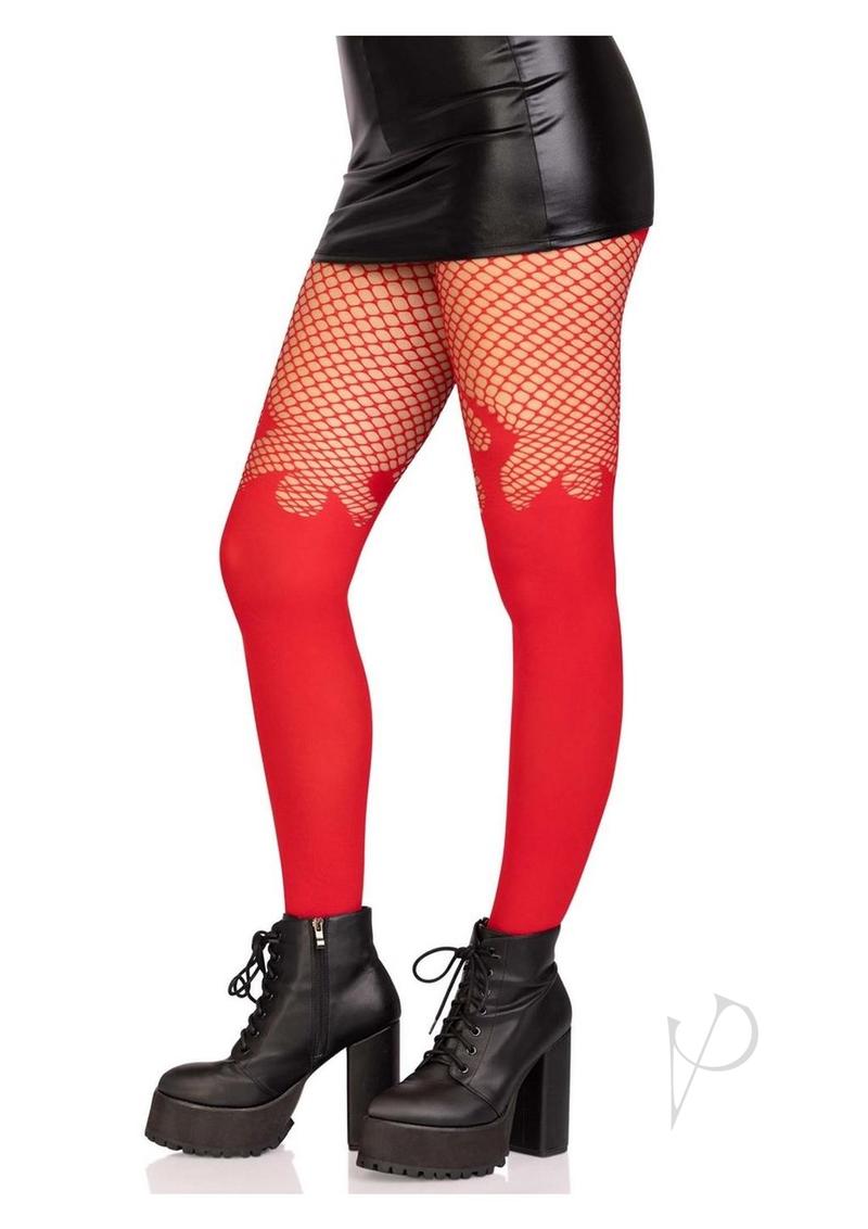 Leg Avenue Opaque Flame Fishnet Top Sexy Tights and Pantyhose