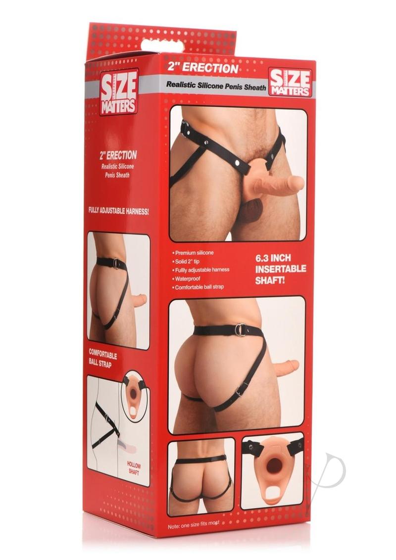 Size Matters 2-inch Realistic Silicone Penis Sleeve Strap On Harness