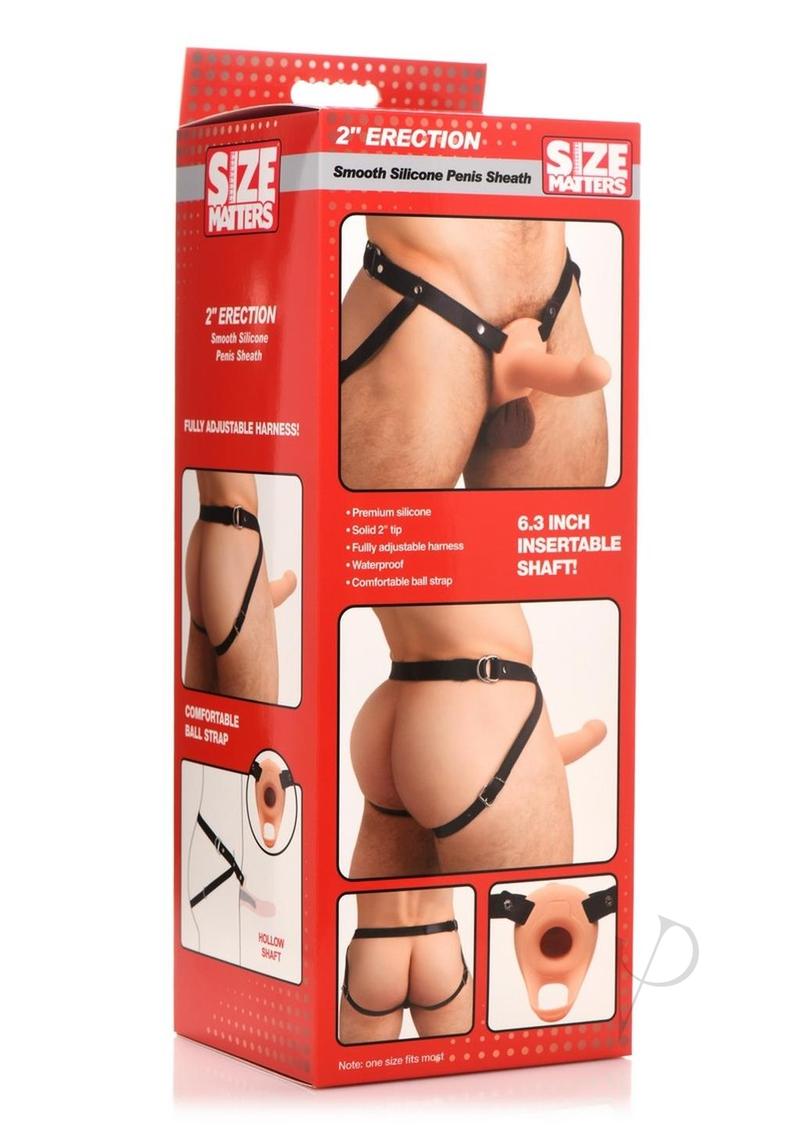 Size Matters Adjustable Strap On Harness 2 Inch Silicone Non-Vibrating Penis Sleeve