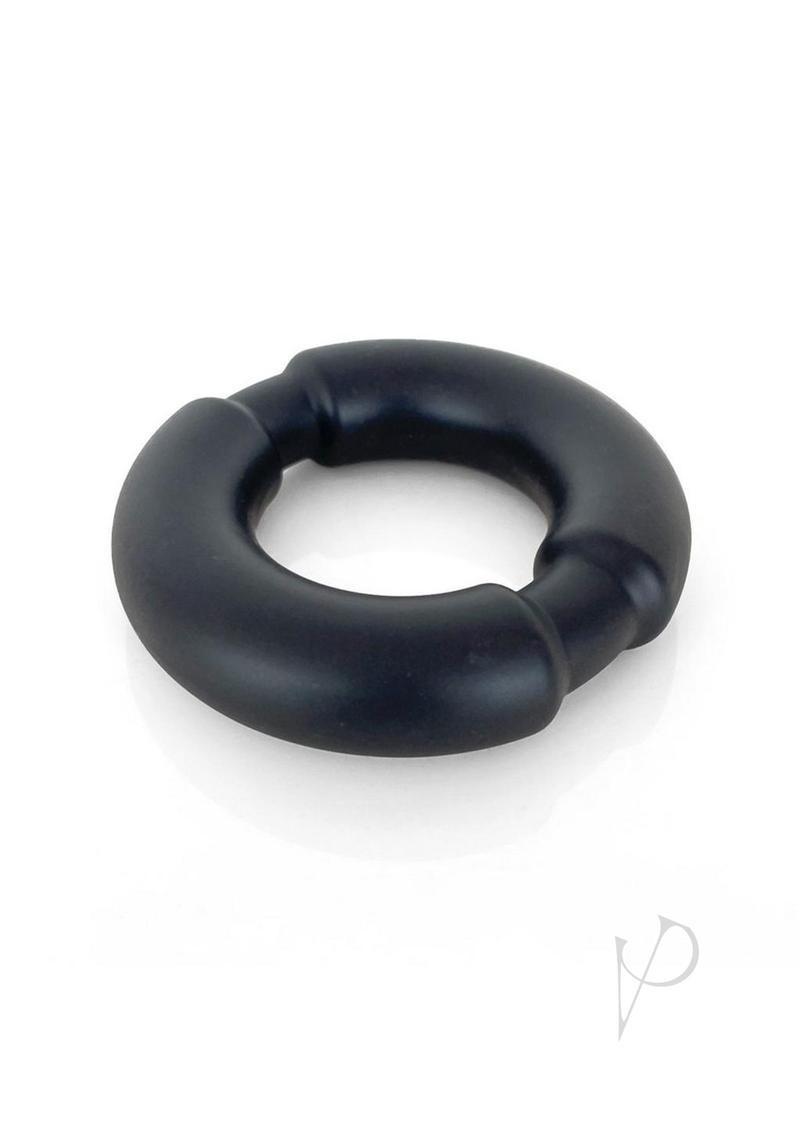 Vers Steel Weighted Silicone Non-Vibrating Penis Ring Black