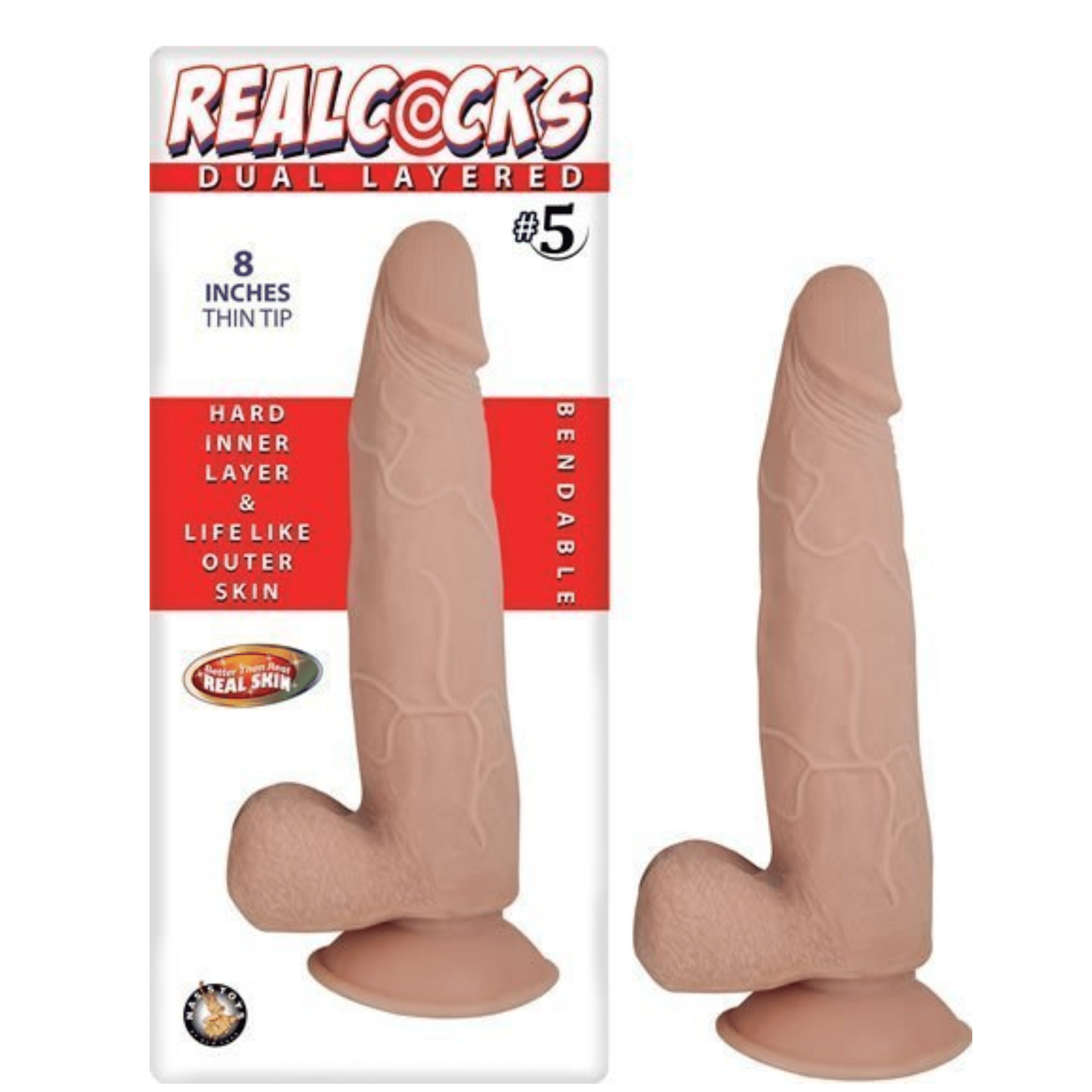 Realcocks Dual Density Bendable Suction Cup Dildo With Thin Tip
