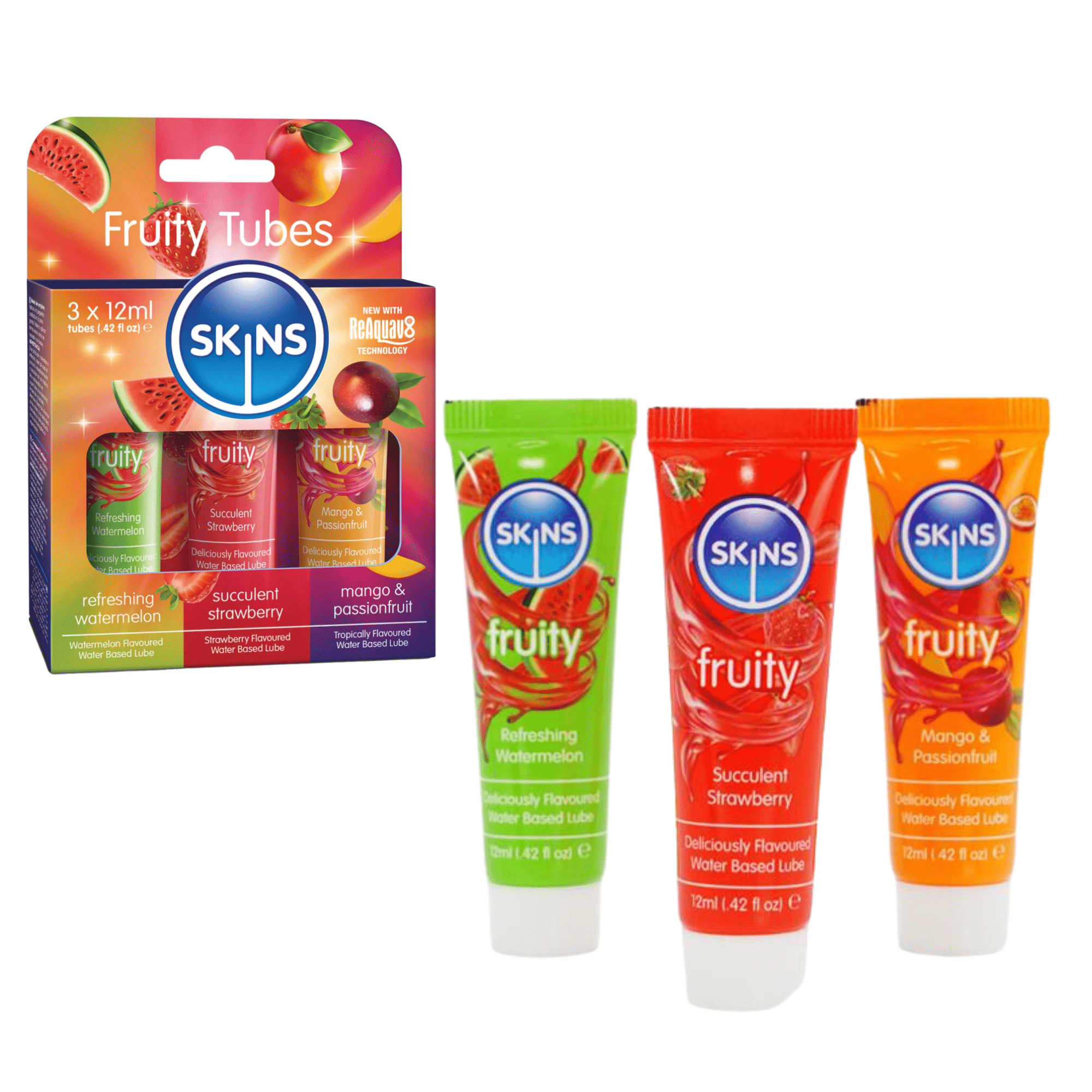 Skins Sampler Tube 12ml  Long-lasting Flavored Water-Based Lube
