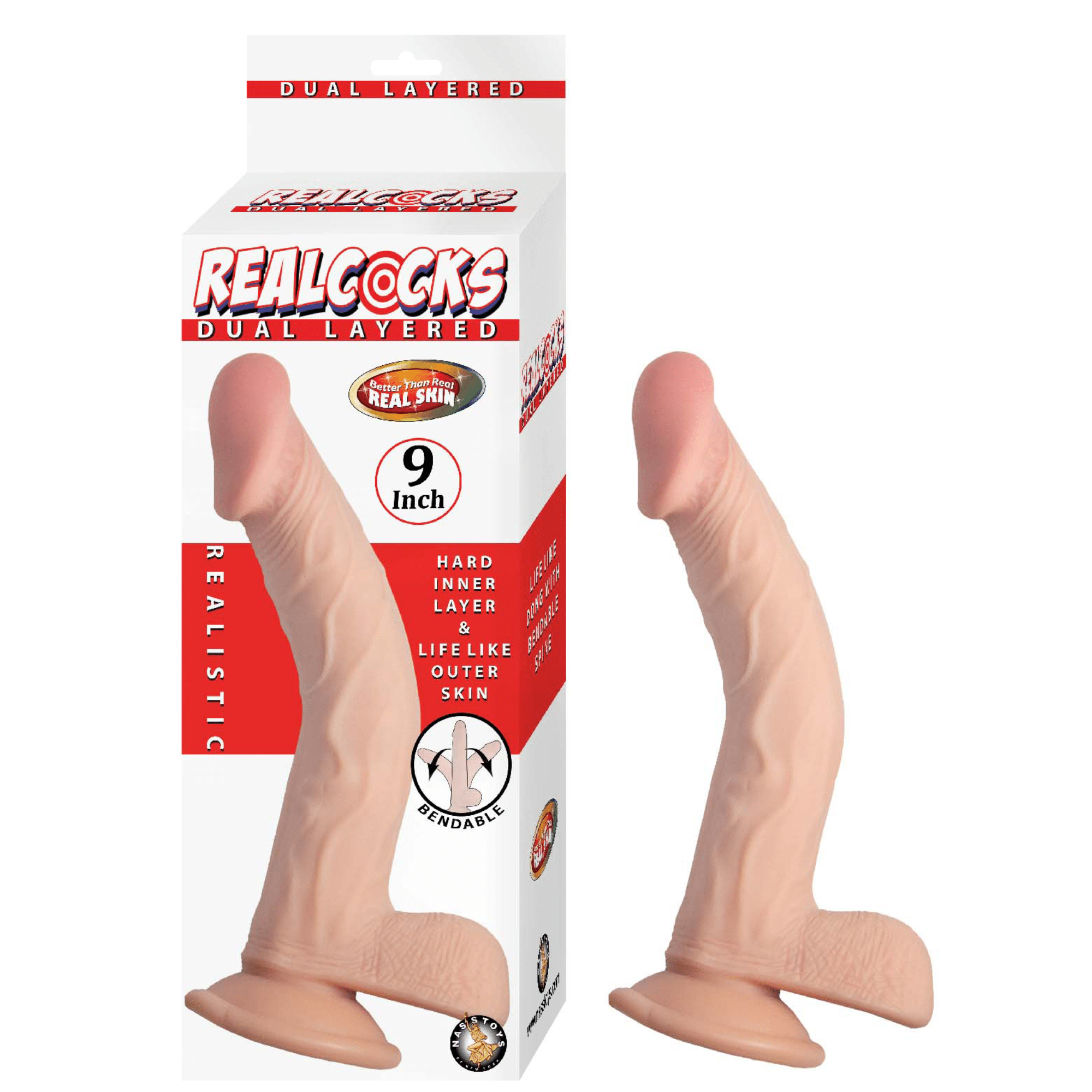 White Real Cock Realistic Dual-density Dildo Suction Cup Base Sex Toy
