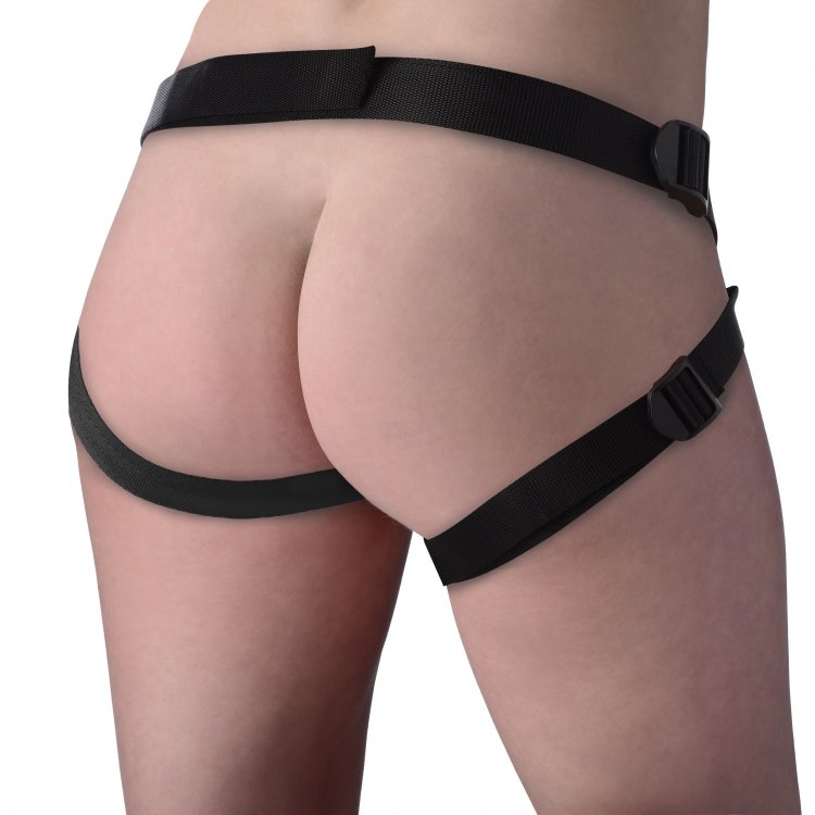 Strap U Realistic Silicone Dildo with Strap On Harness Vanilla