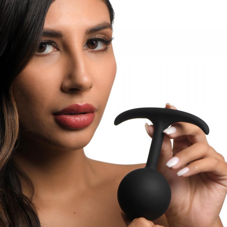 Heavy Hitter Comfort Premium Silicone Anal Plug Weighted with Metal Round Butt Plug 