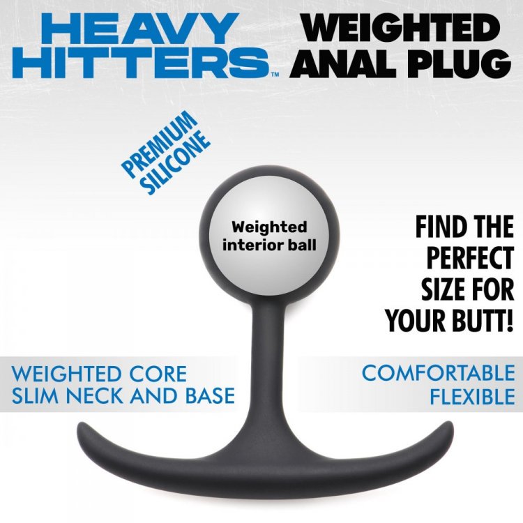 Heavy Hitter Comfort Premium Silicone Anal Plug Weighted with Metal Round Butt Plug