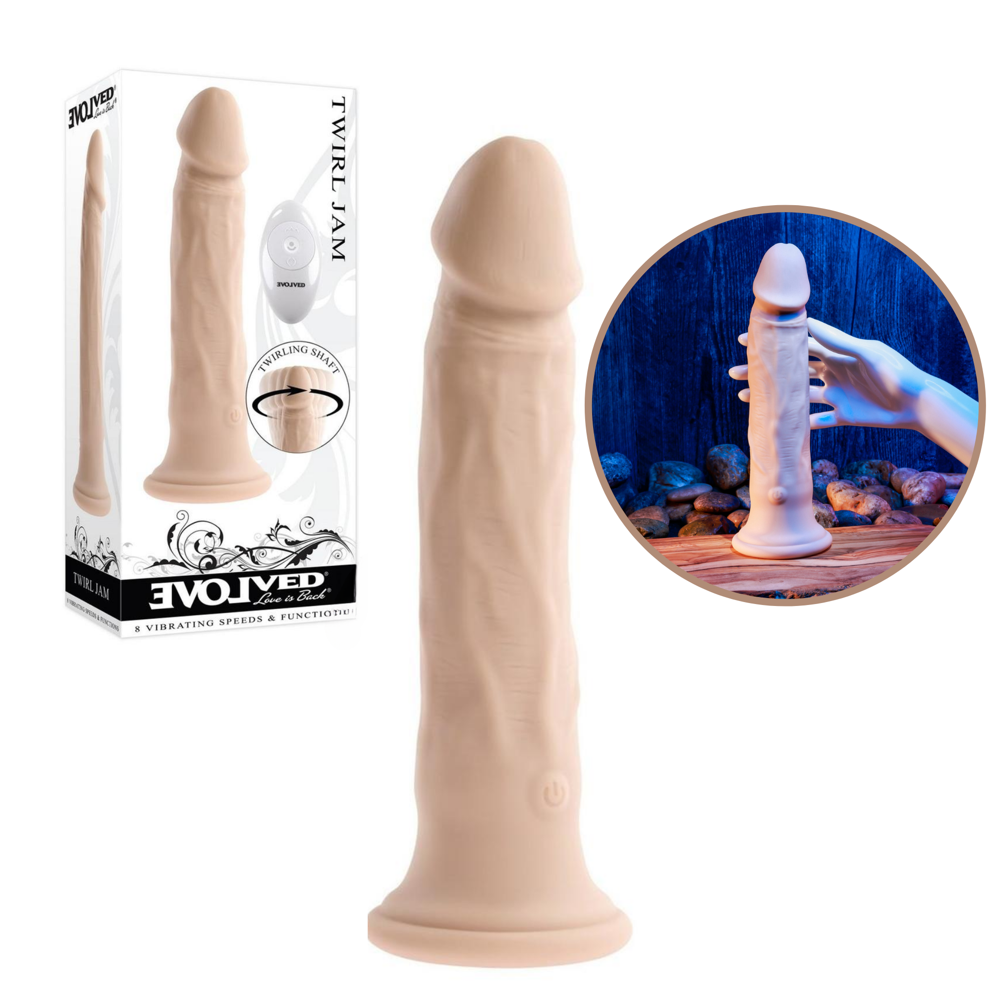 Twirl Jam Life-like Vibrating Dong Rechargeable Realistic Dildo With Remote Control 