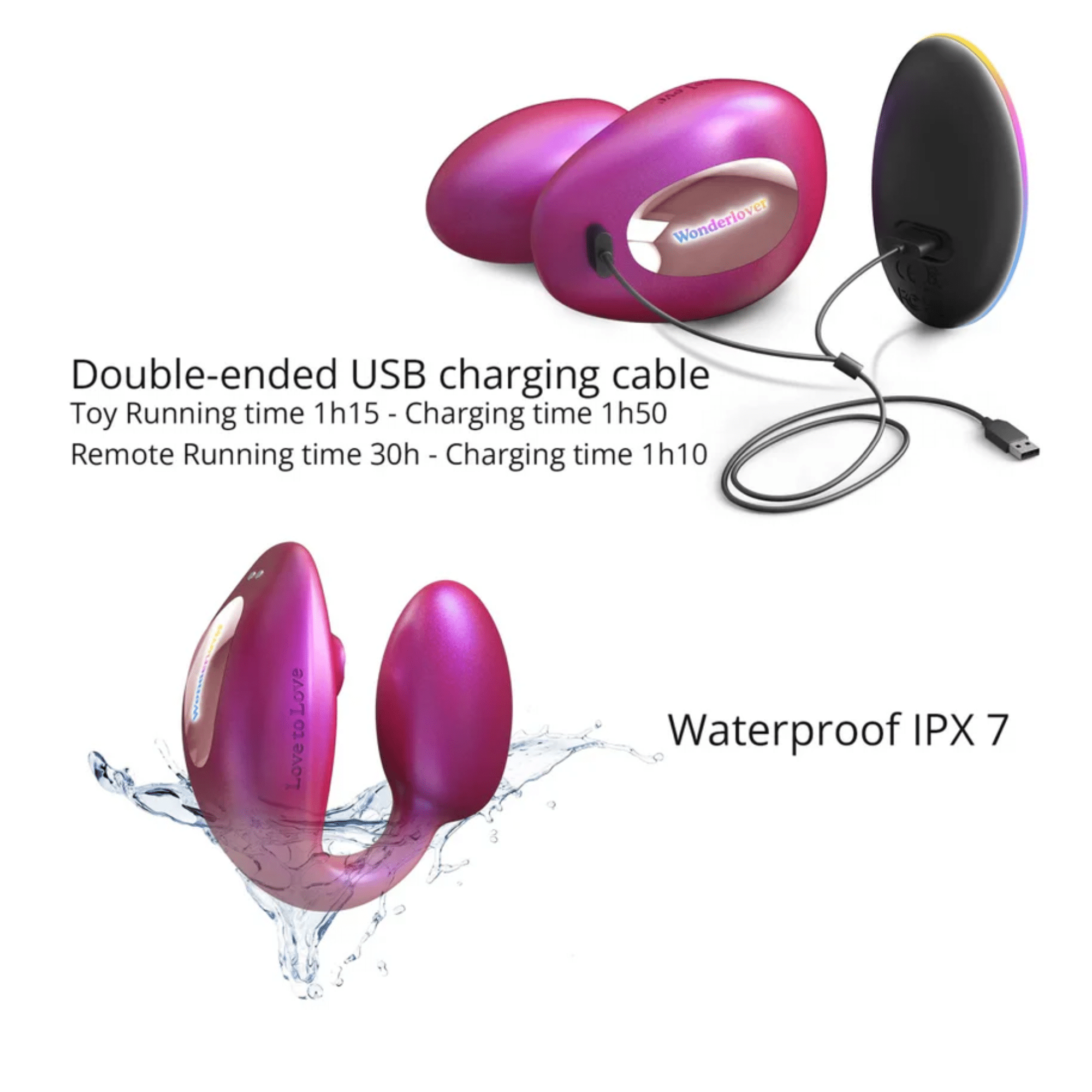 Wonderlover Flexible Shaft Hands-Free Clitoral G-Spot Vibrator with Remote Control