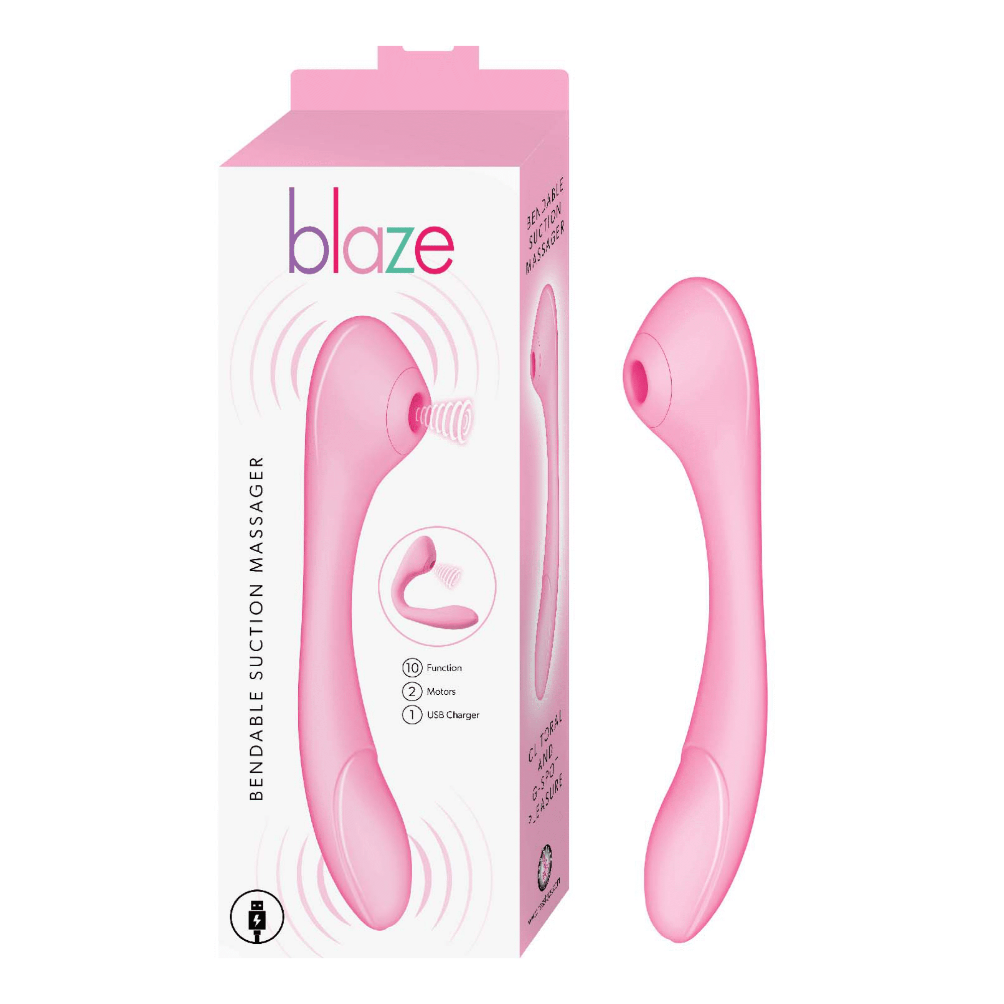 Blaze Bendable Suction Massager Discreetly Quiet Silicone Clitoral Sucking Vibrator