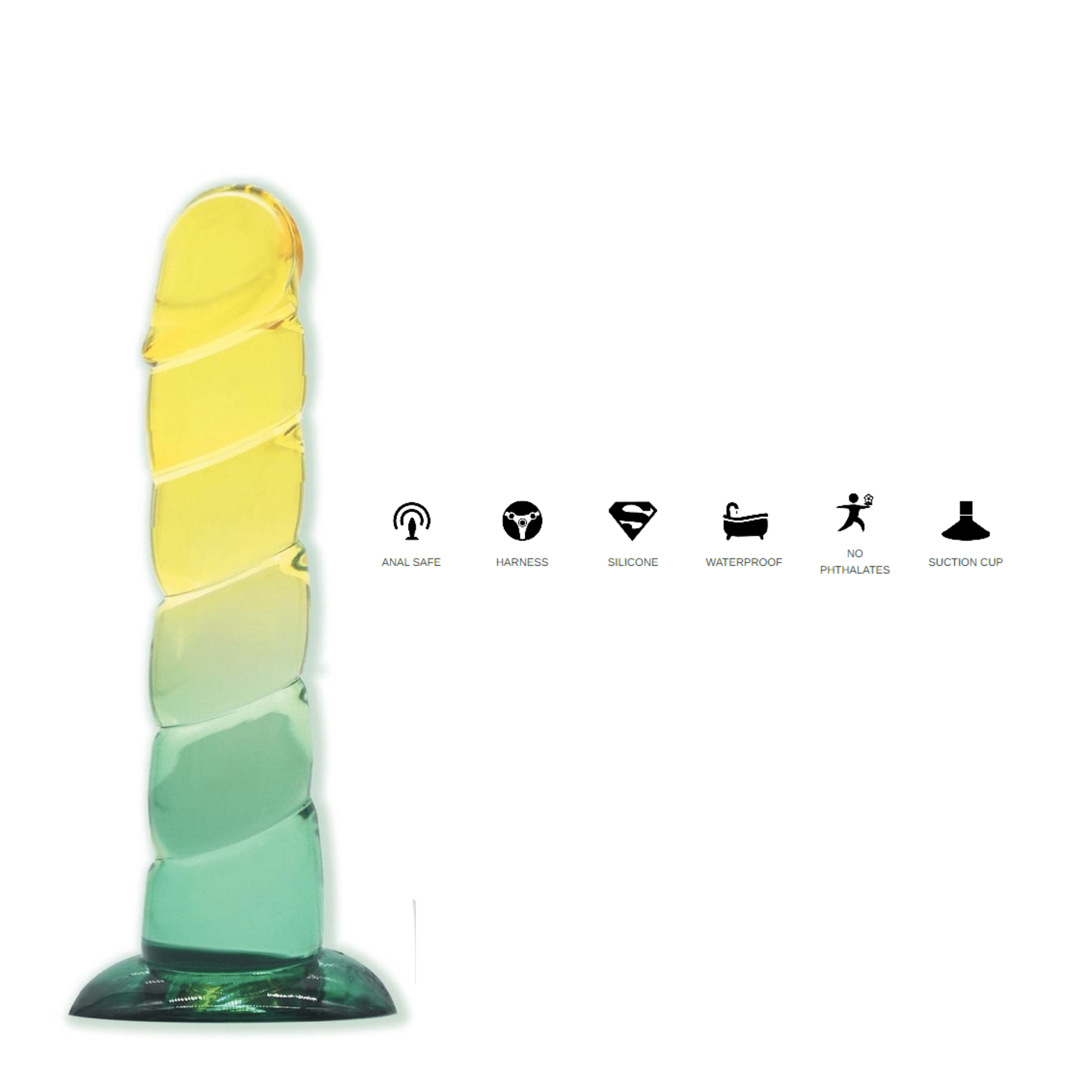 Shades Seamless Swirls G-Spot Dildo Flexible Strong Suction Cup Sex Toy