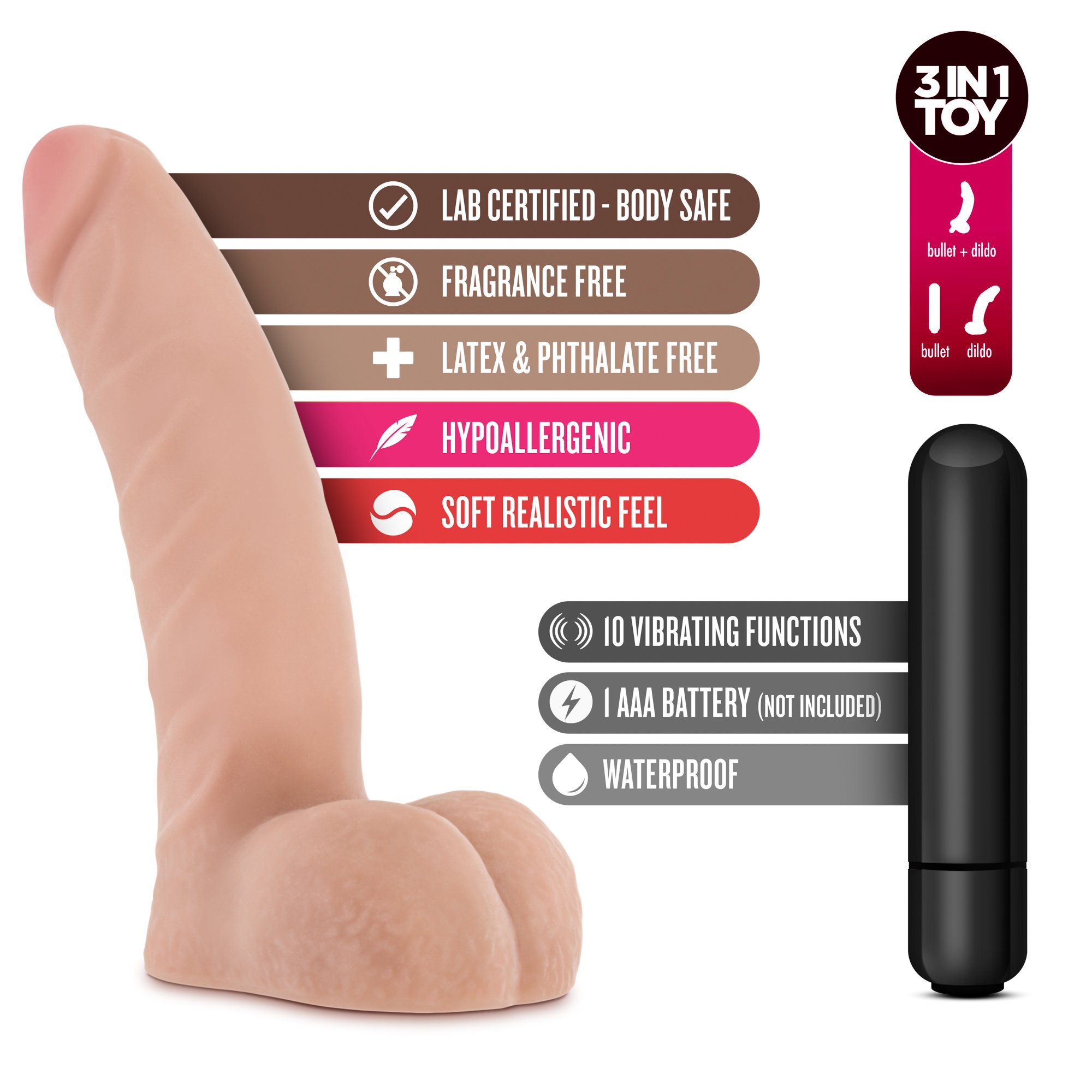 X5 Basic 5 Beige Dildo Multi Function Waterproof