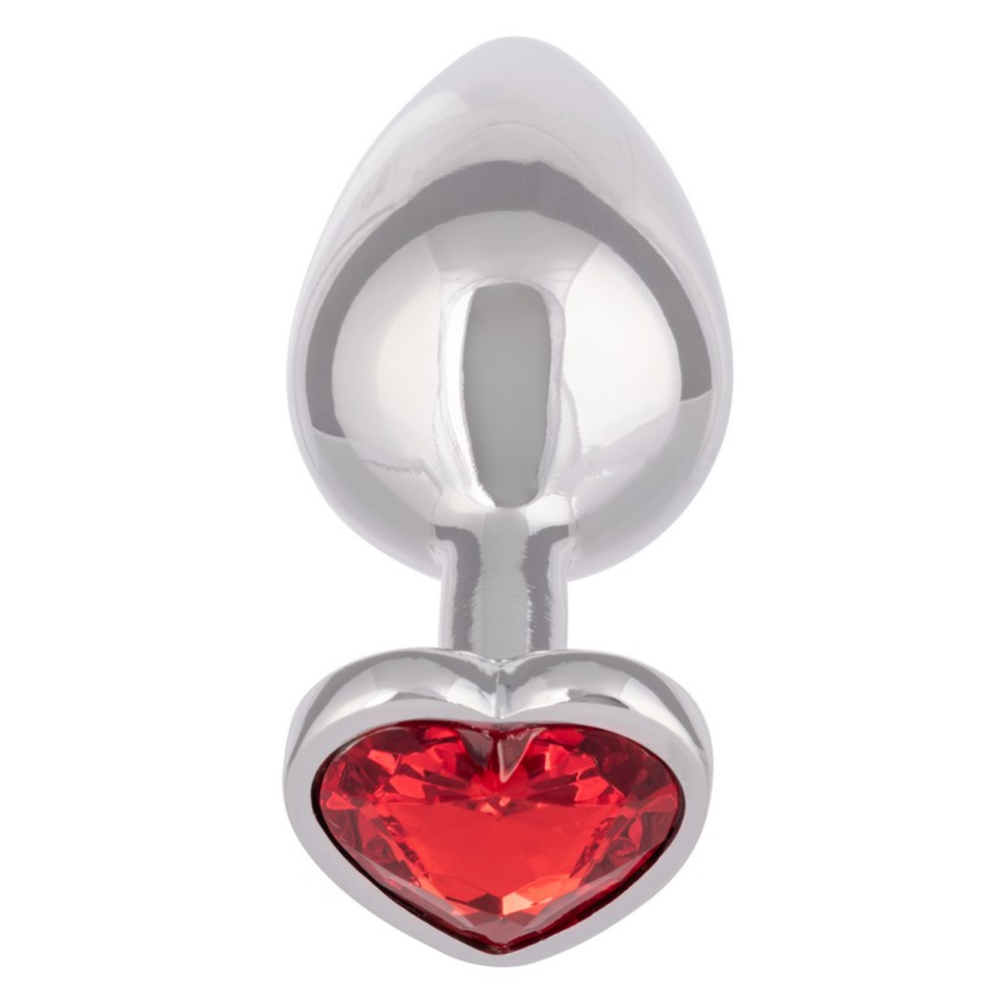 Jeweled Ruby Heart Probe Anal Toy Metal Butt Plug Red