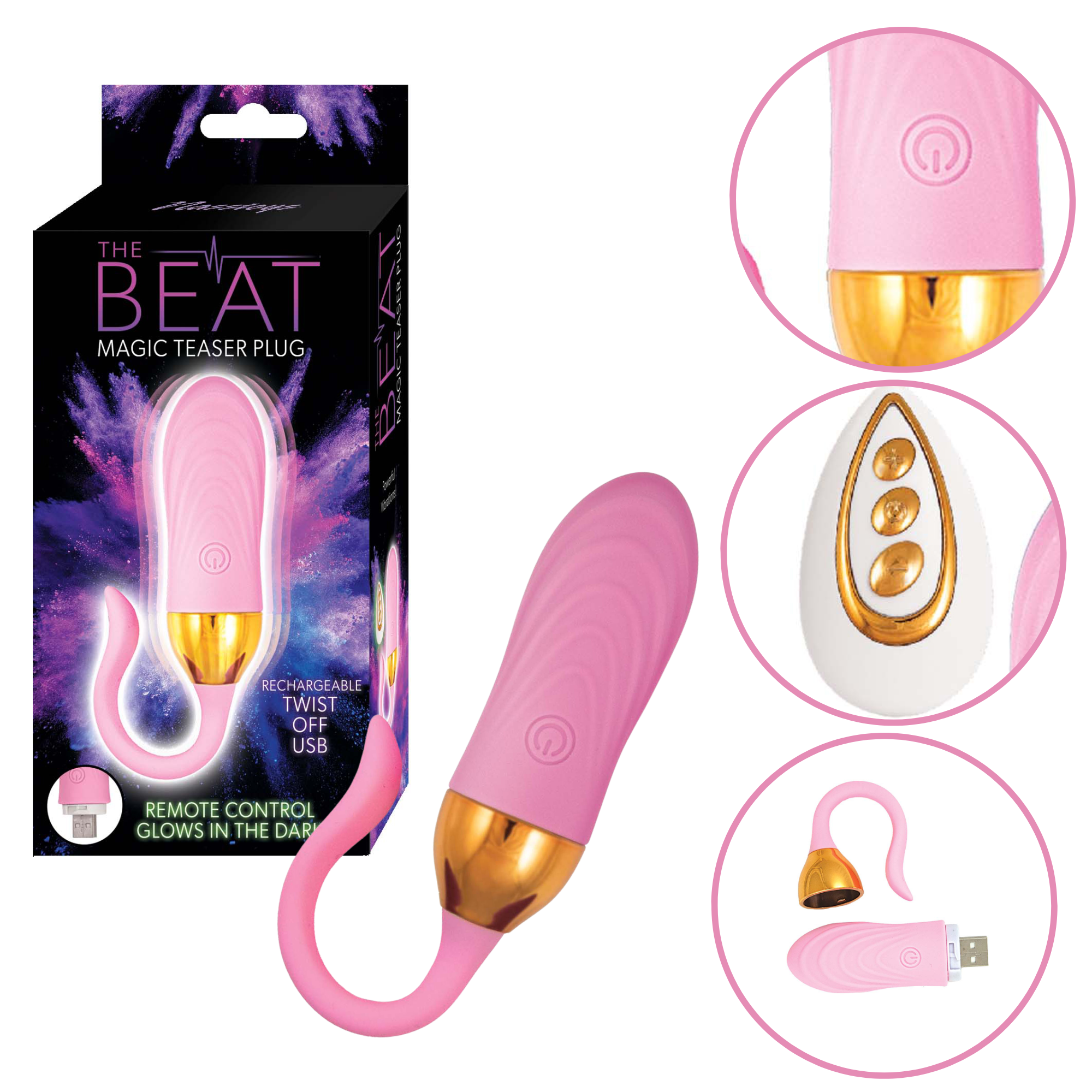 Beat Magic Teaser Glow-in-the-Dark Remote-Control Vibrating Butt Plug