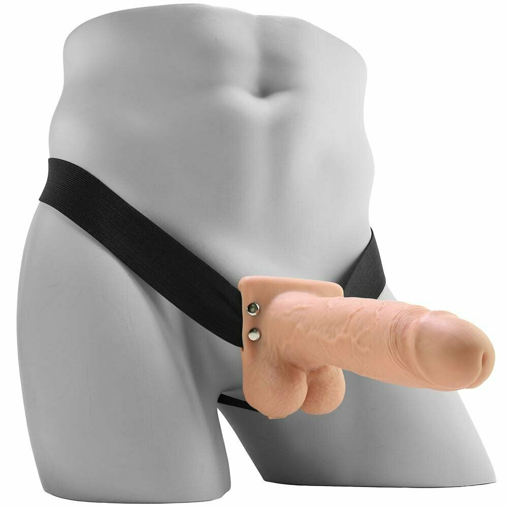 Vibrating Hollow Strap On Harness Kit With Balls 7 Inches Fetish Fantasy
