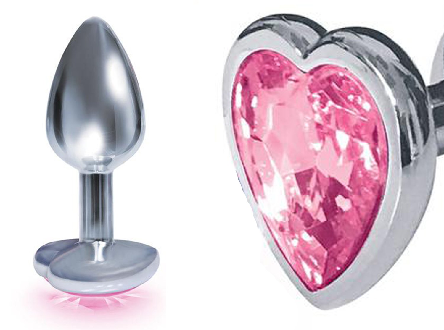 The Silver Starter Jeweled Hearts Metal Butt Plug