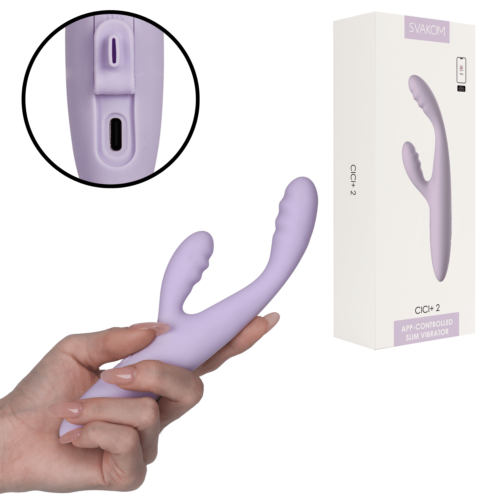 SVAKOM Rechargeable Warming App Controlled Silicone Vibrator - Lavender