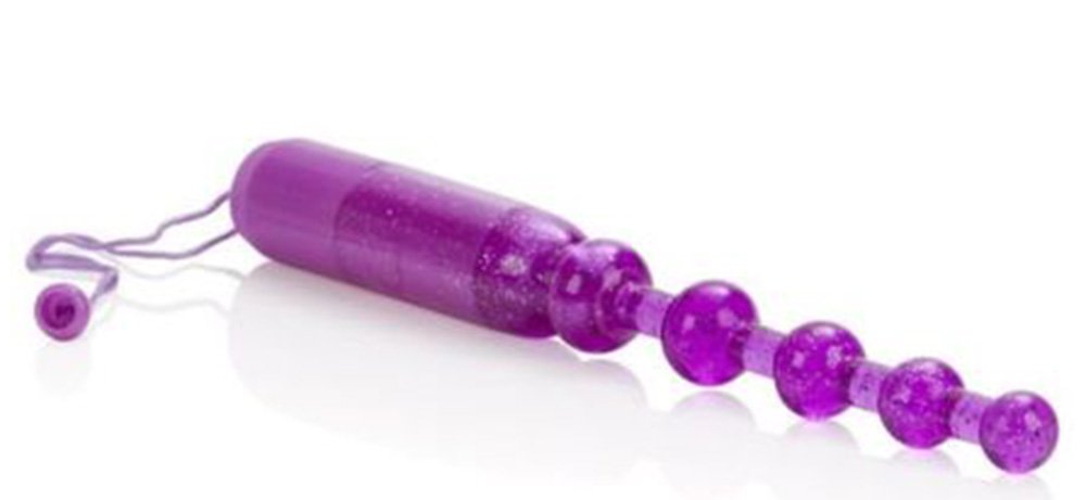 Waterproof Vibrating Anal Beads Glittered Probe 4.5 Inch 