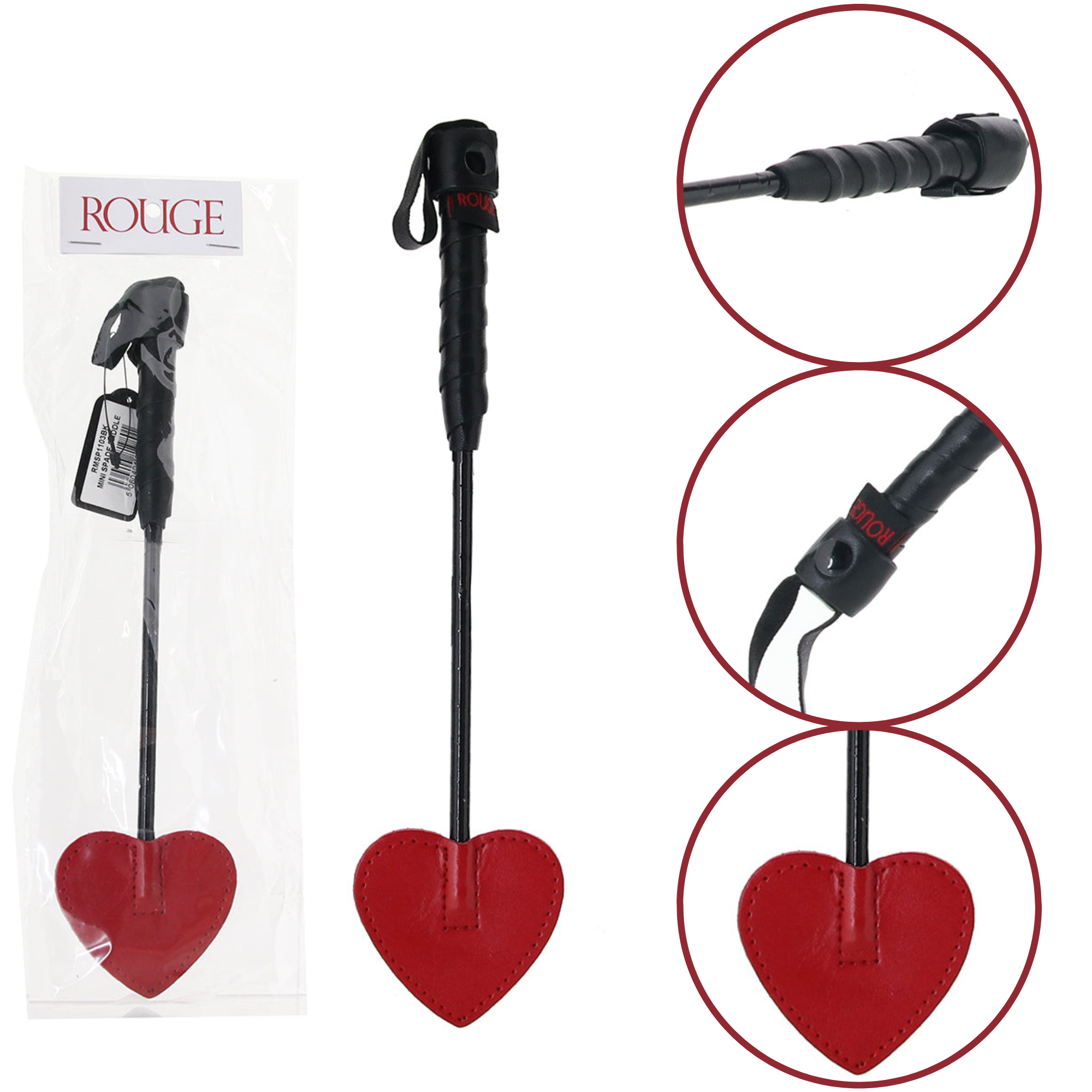 Rouge Sex Restraints BDSM Play Mini Leather Spade Paddle Crop