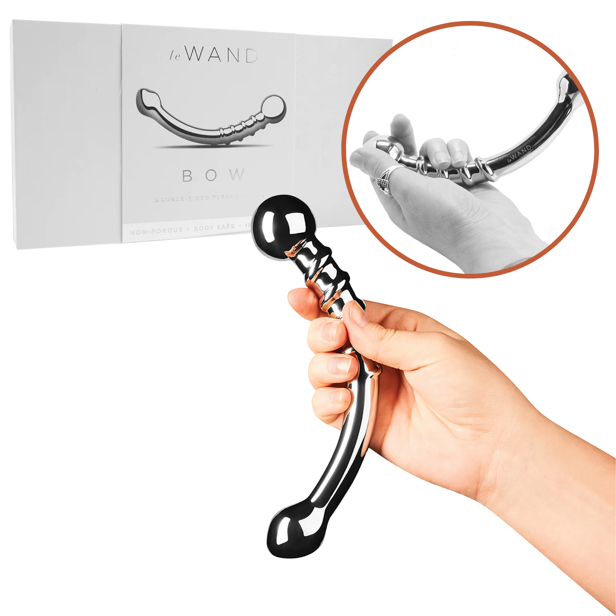 Le Wand G-Spot P-Spot Stimulator Solid Stainless Steel Double-Ended Metal Dildo