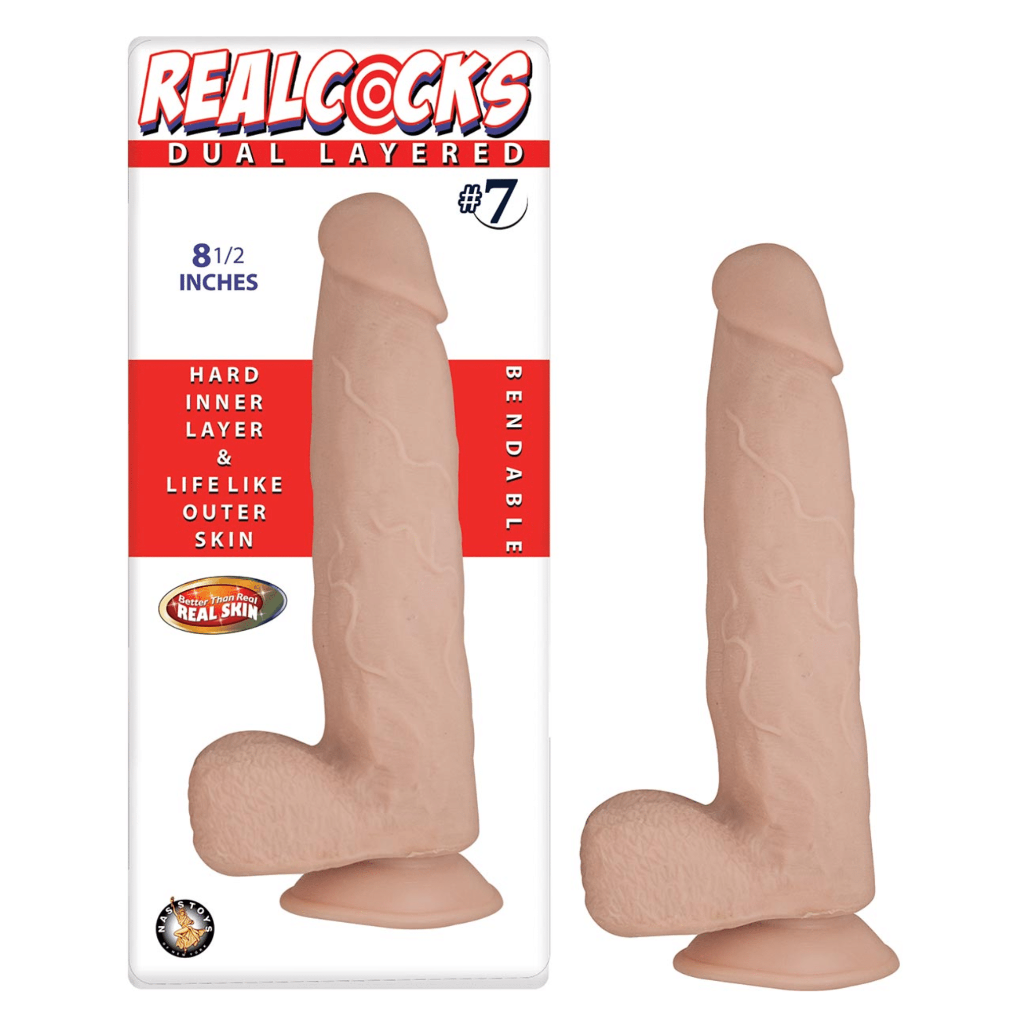Realcocks Realistic Dual Density Big Bendable Suction Cup Dildo  8.5 Inch