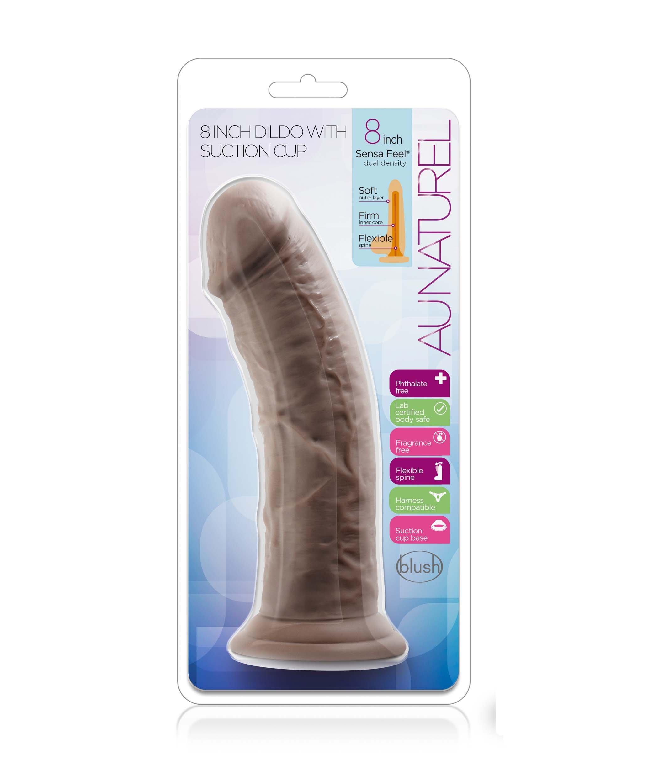 Au Naturel Realistic Dual Density Big Dildo With Suction Cup