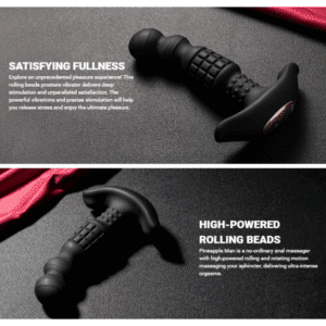 Pineapple Man Vibrating & Rolling P-spot Stimulation Silicone Prostate Massager - Black