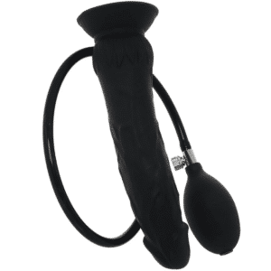 Size Up Ripple Inflatable Silicone Dildo With Syction Cup Thick Dong - Black