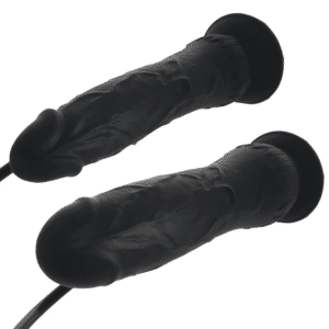 Size Up Ripple Inflatable Silicone Dildo With Syction Cup Thick Dong - Black