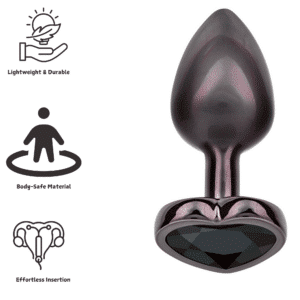 Jewel Small Black Diamond Heart Plug