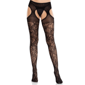 Cross Hatch Lace Detail Suspender Sexy Tights and Pantyhose