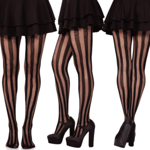 Leg Avenue Breathable Net And Opaque Striped Sexy Tights Pantyhose Black O/S