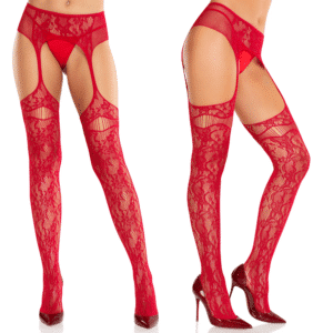 Thigh Detail and Attached Garter Belt O/S Red