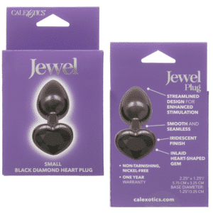Jewel Small Black Diamond Heart Plug