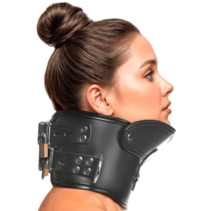 Lockable Sex Collar with Chin Brace