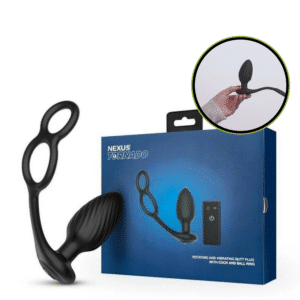 Tornado Cock and Ball Ring Vibrating Butt Plug with Remote Control