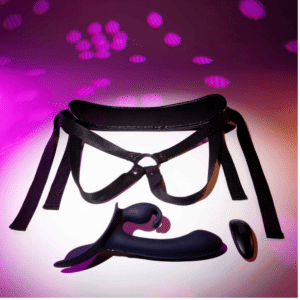 Remote Control Adjustable Strap-On Harness Purple