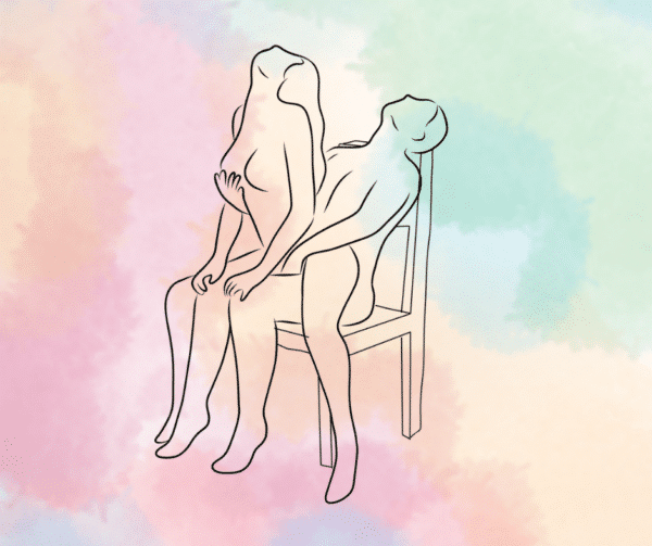 how to do a The Chair Back Embrace sitting sex position