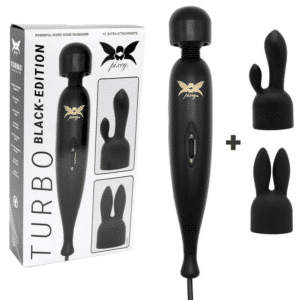 Pixey Turbo Wand Vibrator Massager Black Edition With Two Attachments