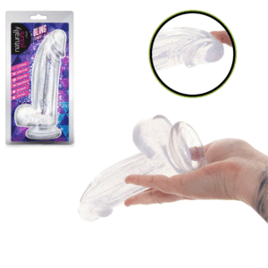 Bling 7.5 Inch G-Spot Realistic Glitter Suction Cup Dildo Clear