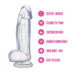 Glitter Suction Cup Dildo Clear