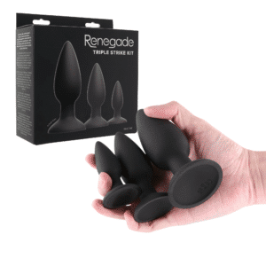 Renegade Triple Strike 3pc Kit Black Silicone Anal Butt Plugs