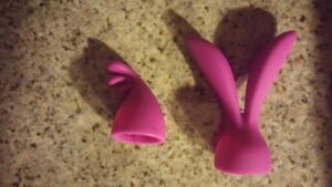 Palm Pleasure Silicone Vibrating Wand Attachment Massager Heads Pink 2 Each Per Set photo review